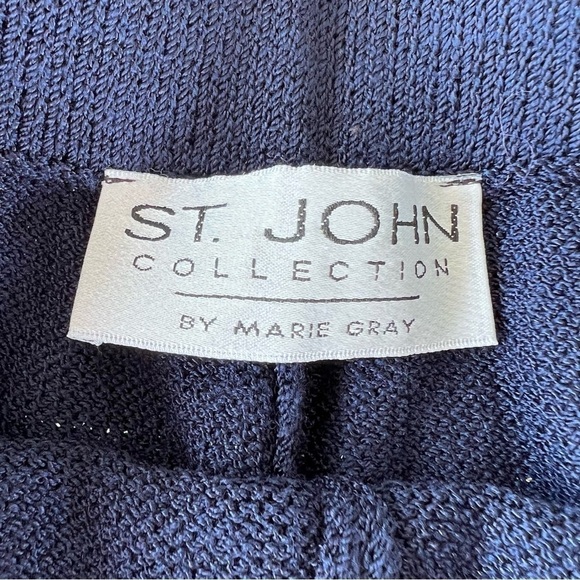 Vintage St. John Collection Santana Knit Pleated Front Trouser Pants Sz 10 Navy - Picture 8 of 10